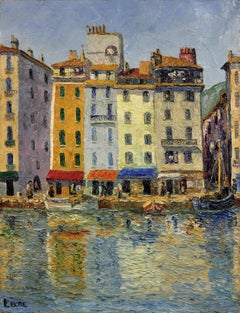 May 1939 Toulon Le Port La Vieille Darse Quai Cronstadt Cote d'Azur Oil Painting