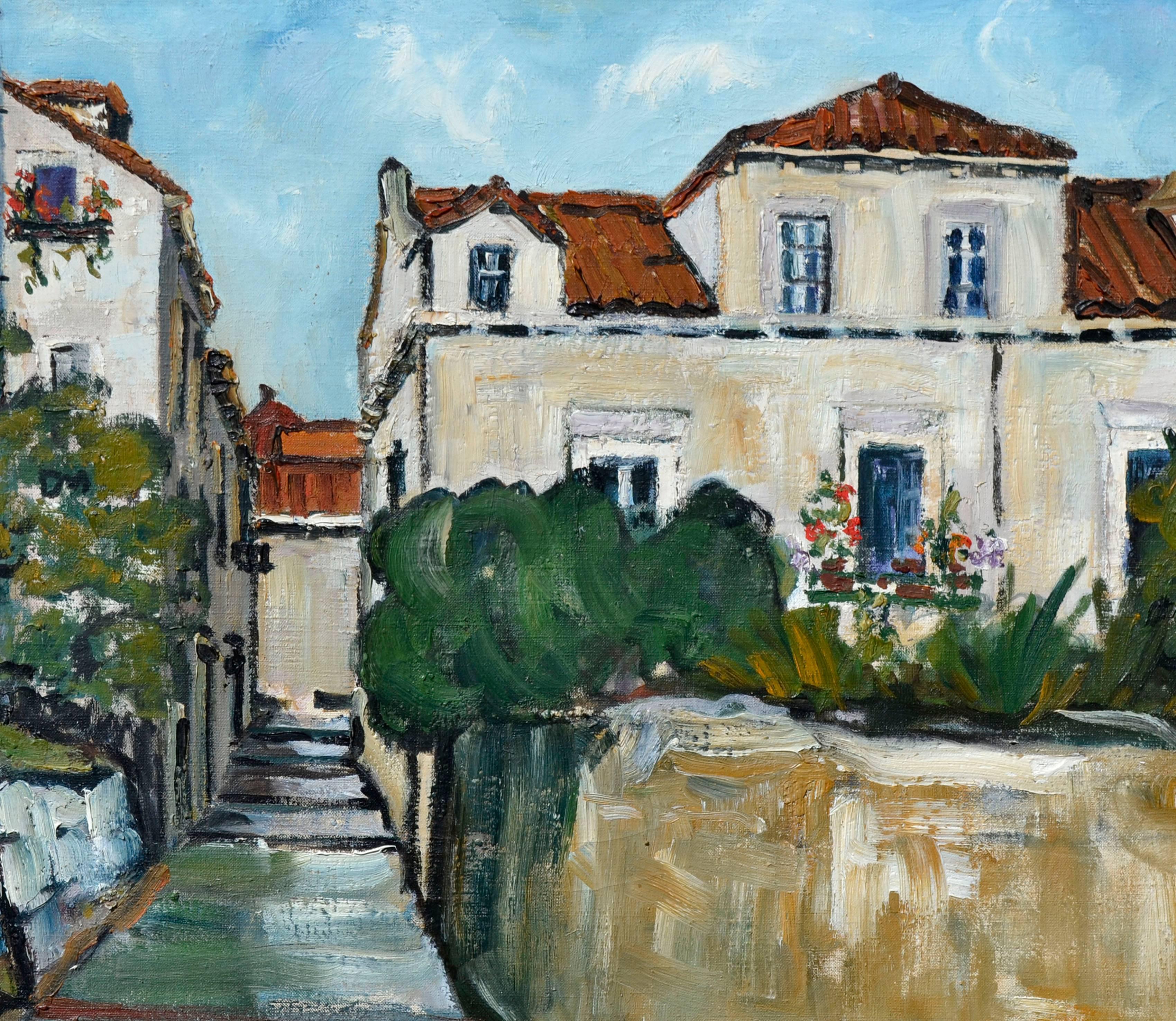 Paysage de village toscane du milieu du siècle dernier  - Impressionnisme Painting par Unknown