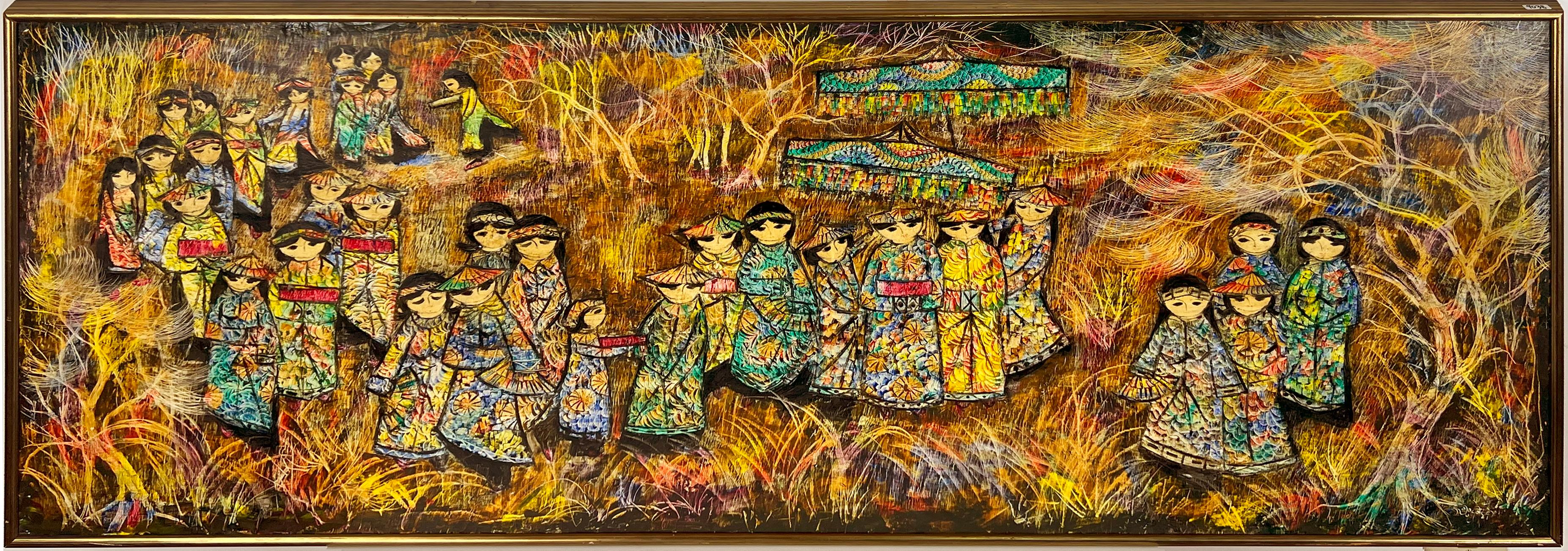 Unknown Landscape Painting - Traditional Celebration and Costumes Japan or Okinawa 