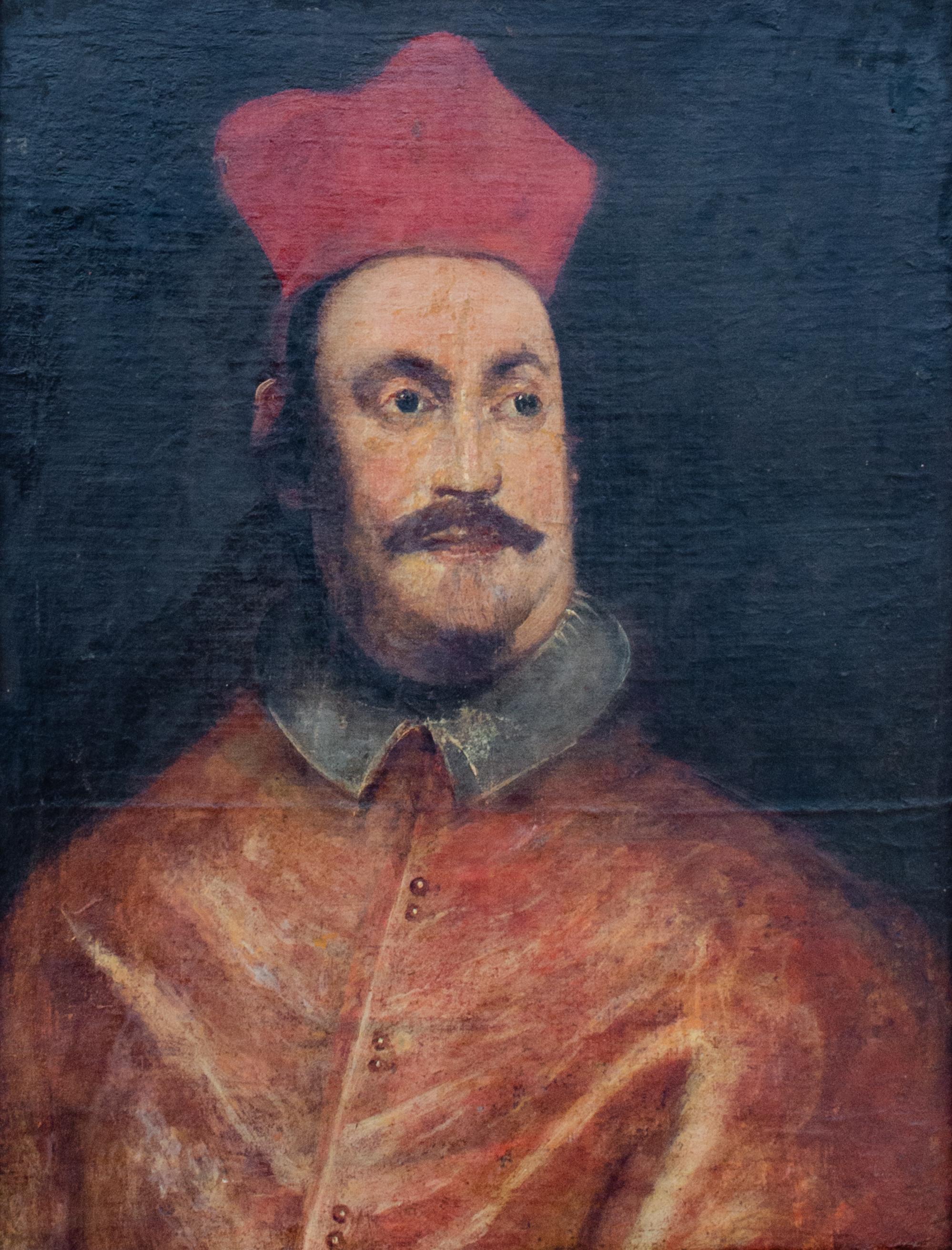 Traditional Painting of a Cardinal by Mystery Italian Artist - Black Figurative Painting by Unknown