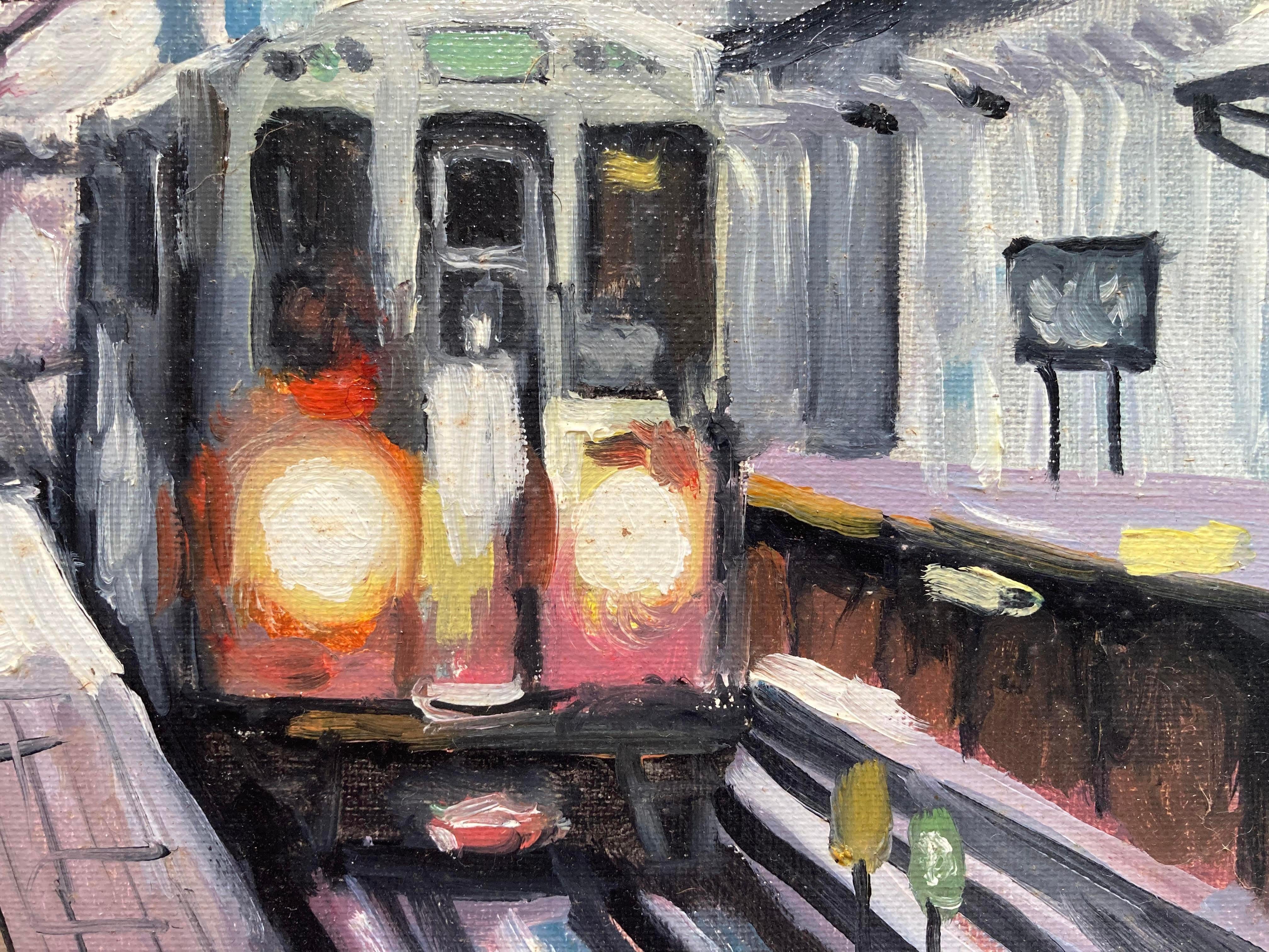 Arrival (Urban Landscape Oil Painting) For Sale 1