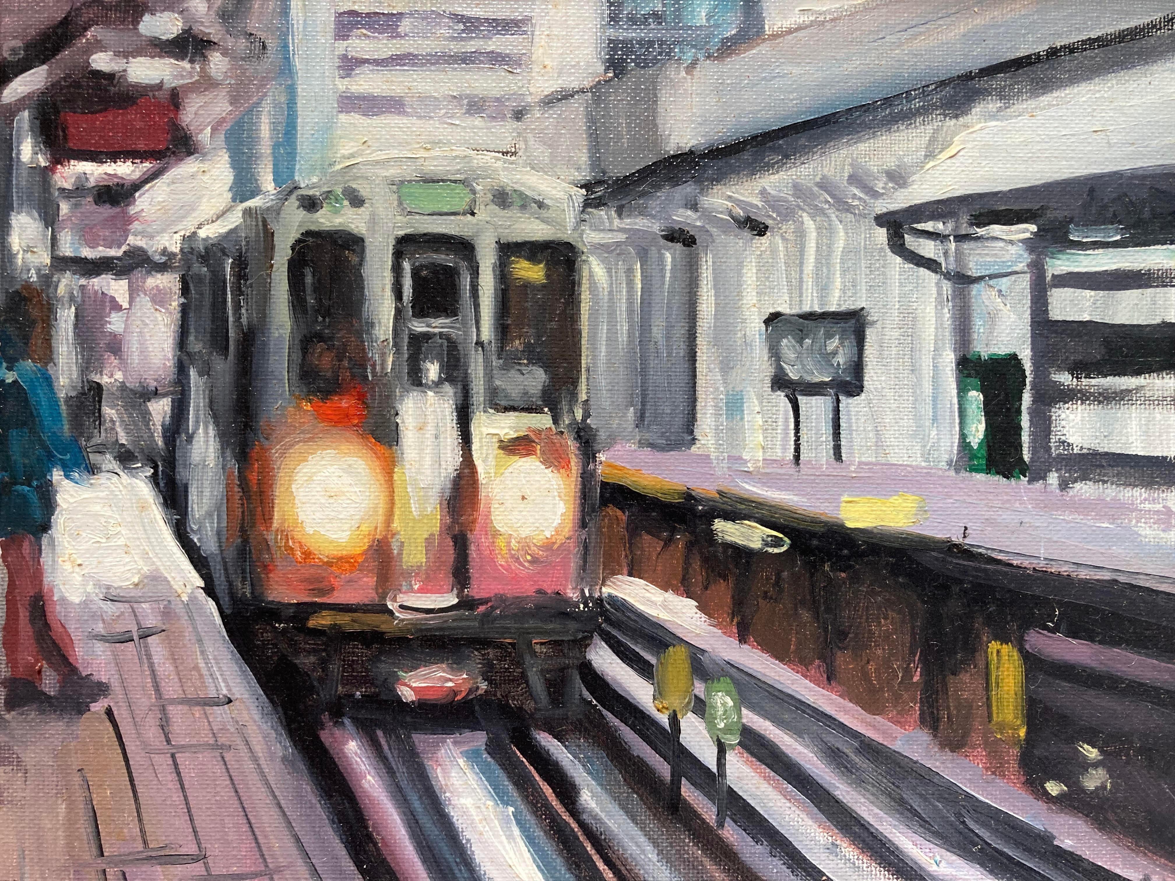 Arrival (Urban Landscape Oil Painting) For Sale 2