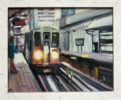 Train Arriving (Urbanische Landschaft, Ölgemälde)