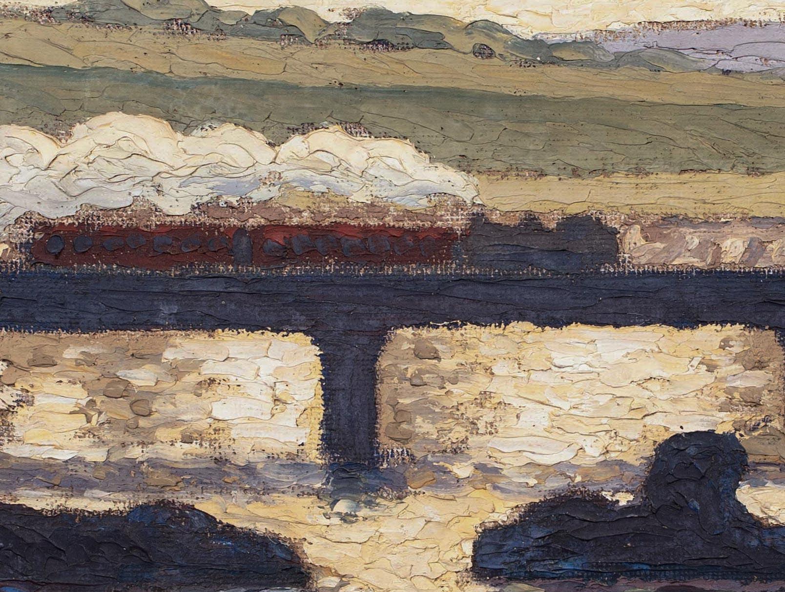 Train & Boats At Sunset, circa 1930  by Charles ANDREW RWA For Sale 3