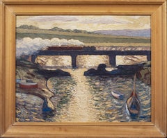 Train & Boats At Sunset, circa 1930  by Charles ANDREW RWA