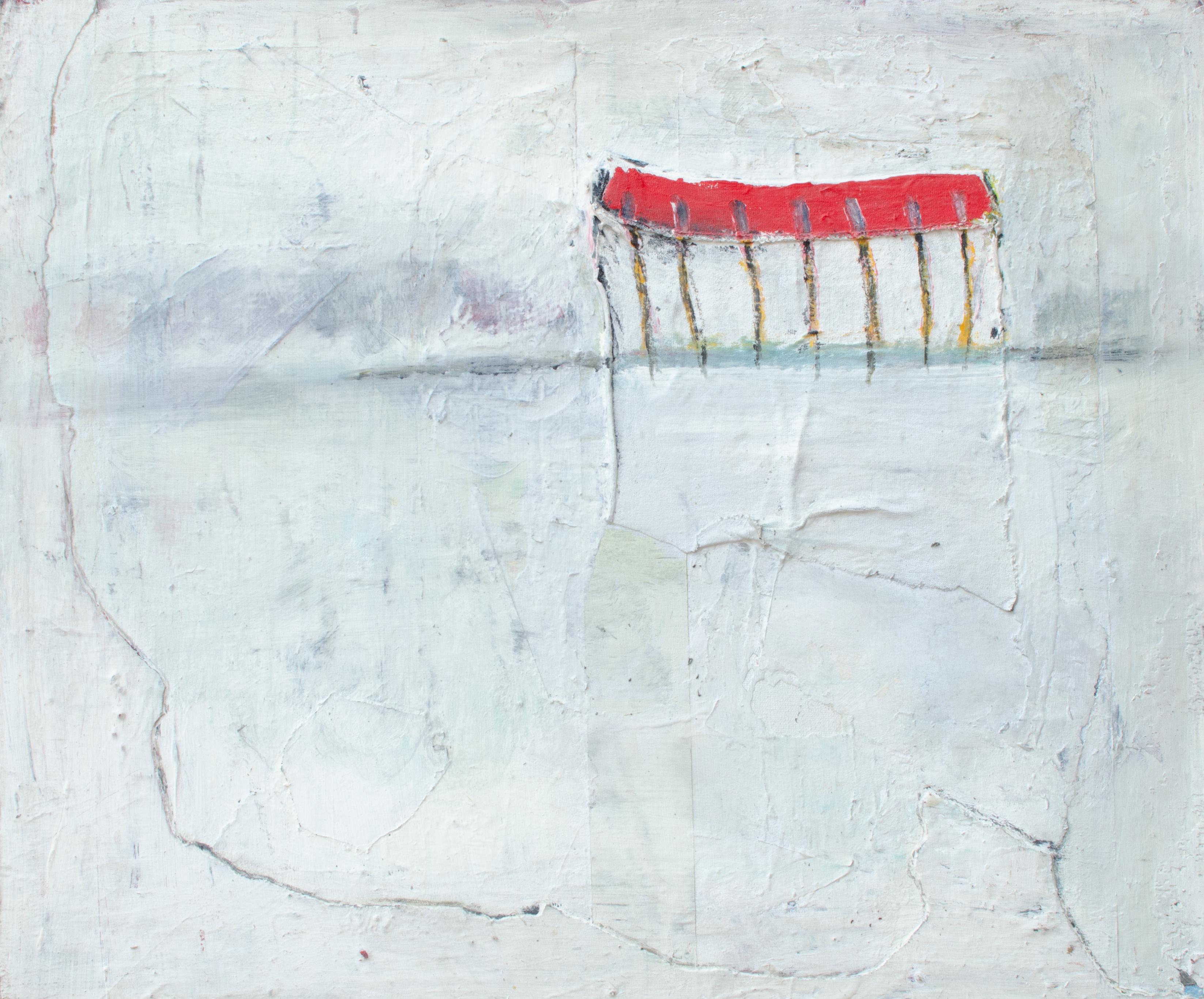 Tranquil Abstract Landschaft auf strukturierte Leinwand von Mystery Artist – Painting von Unknown