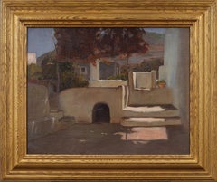 Tranquil European Impressionist Nicely Framed Summer Landscape Oil Painting