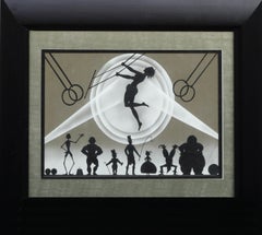 Vintage Mid Century Trapeze Artist Circus Silhouette