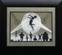 Retro Mid Century Trapeze Artist Circus Silhouette 