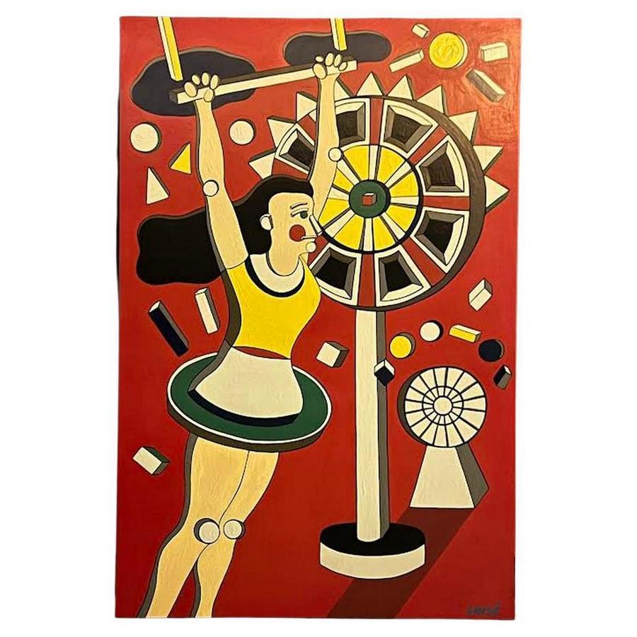  As a cultural artifact, the circus holds various symbolic meanings over time, challenging our beliefs while inspiring wonder.

In this tribute to Fernand Leger and his 50s Circus series, Lrisé has created a colorful acrylic painting on canvas