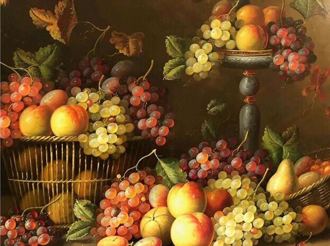 Très grande nature morte aux fruits, huile sur toile XXe (Realismus), Painting, von Unknown