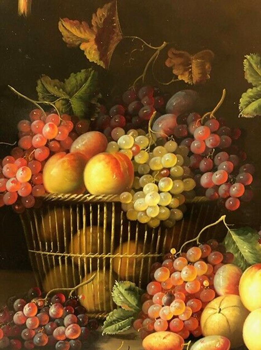 Très grande nature morte aux fruits, huile sur toile XXe im Angebot 1