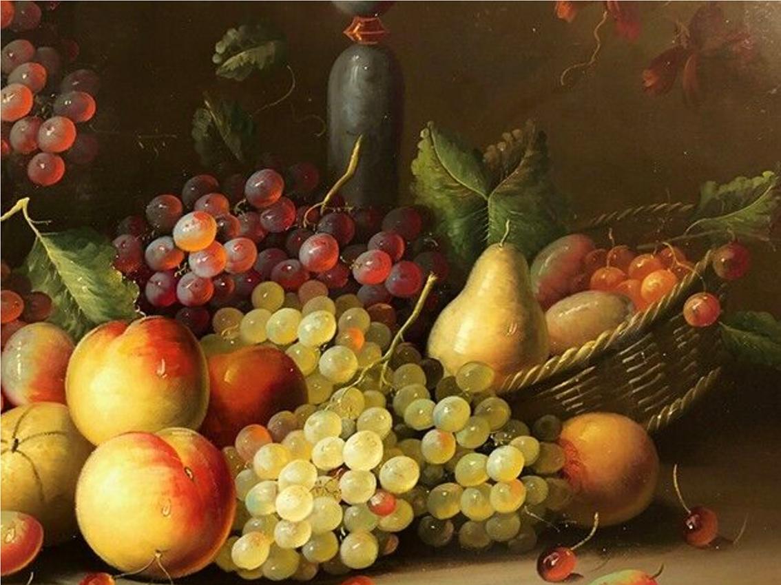 Très grande nature morte aux fruits, huile sur toile XXe im Angebot 2