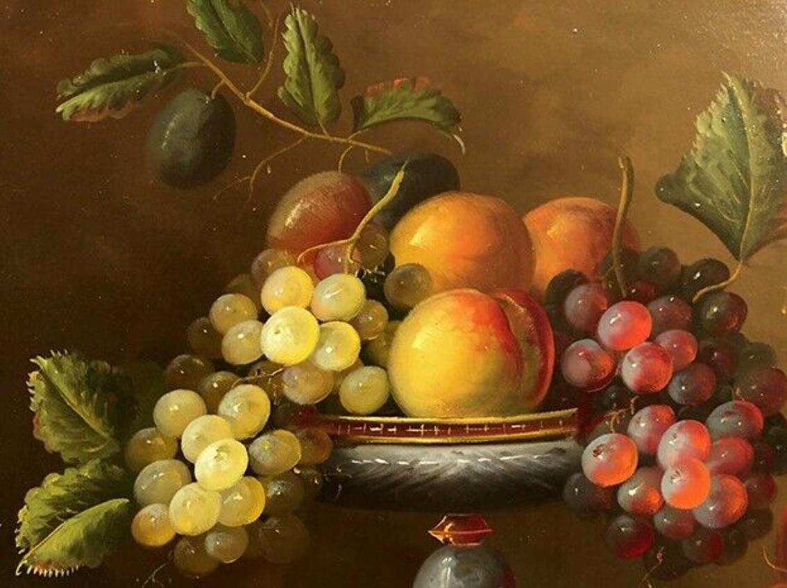 Très grande nature morte aux fruits, huile sur toile XXe im Angebot 4