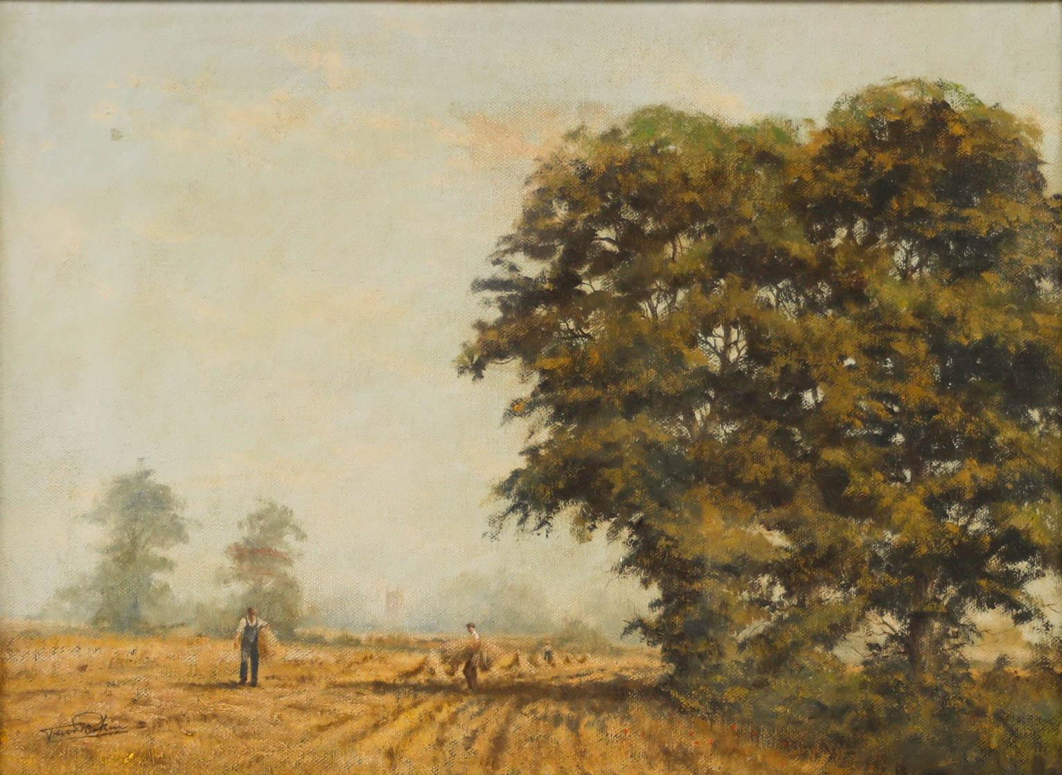 Trevor Parkin - Framed 20th Century Oil, Harvest Time - Painting by Unknown
