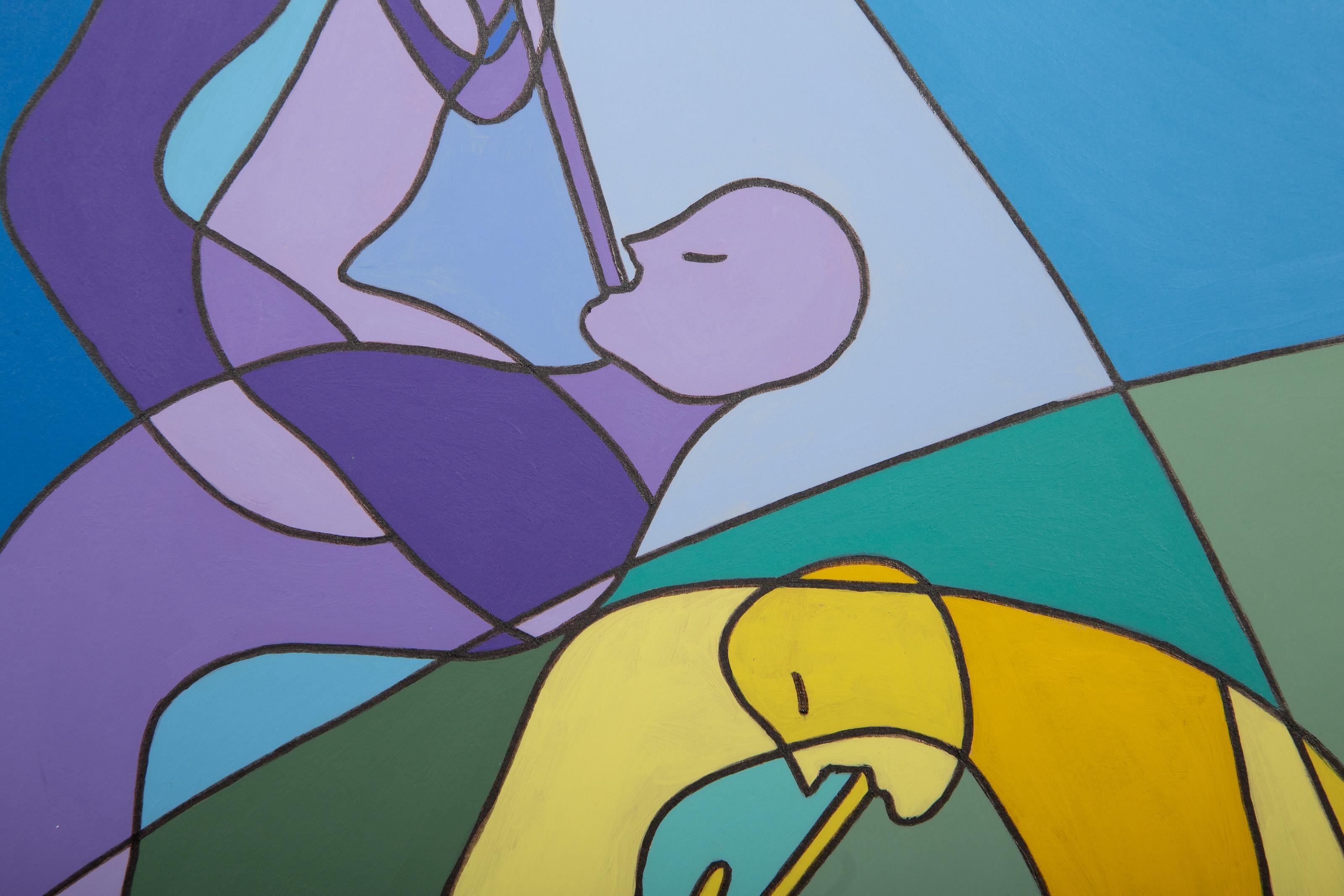 Trío de Jazz, Pintura acrílica moderna de Ricardo Huerta en venta 1