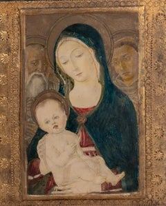 Tríptico de la Virgen con el Niño y los santos, óleo sobre tabla, Escuela italiana, siglo XVII