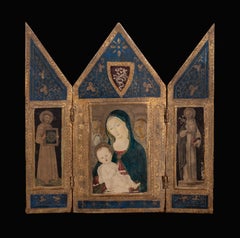 Tríptico de la Virgen con el Niño y los santos, óleo sobre tabla, Escuela italiana, siglo XVII