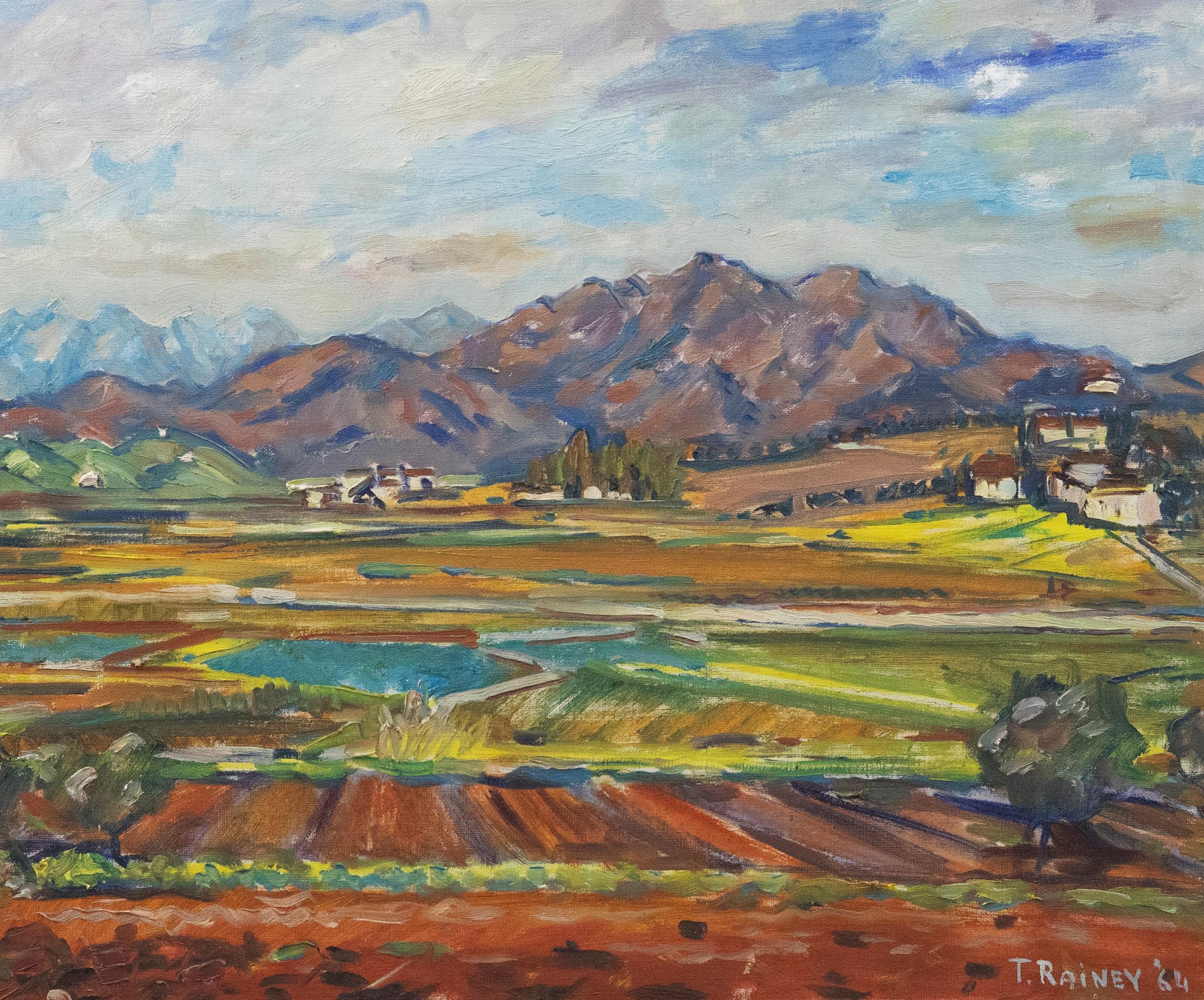 Unknown Landscape Painting – Tristram Rainey - Ölgemälde, spanische Landschaft, Mitte des 20. Jahrhunderts