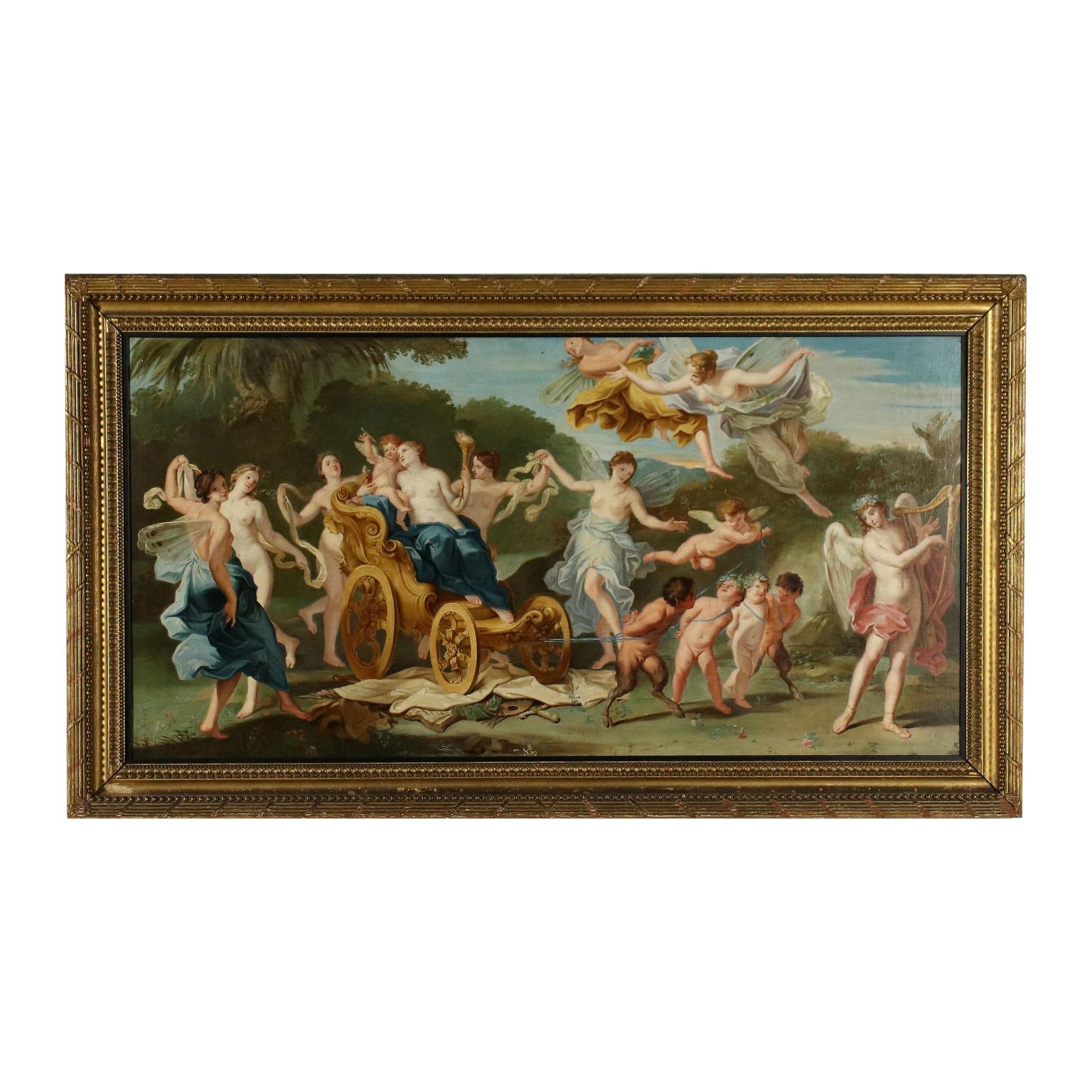 Unknown Figurative Painting - Triumph Of Venus Oil On Canvas Late '700 Early '800, From Cardboard By Cignani C