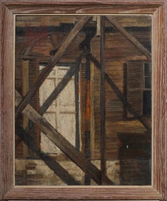 Trompe L'Oeil "Old Town Chicago" Signed Van Zandt Street Scene Modern Painting