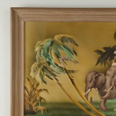 Tropical Anglo Indian Style Air Brush Painting with Elephants