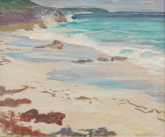 Agua tropical azul exuberante escena de playa bien enmarcada Paisaje marino Pintura al óleo de verano