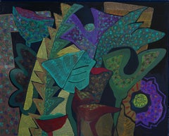Peinture à l'huile - Peinture de paysage fantaisie tropicale à fleurs #20 de Marc Zimmerman