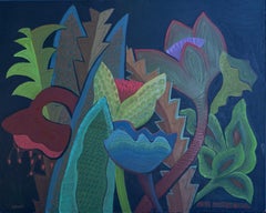 Tropische Fantasie-Blumenmalerei #21 – Landschaftsgemälde – Ölfarbe von Marc Zimmerman