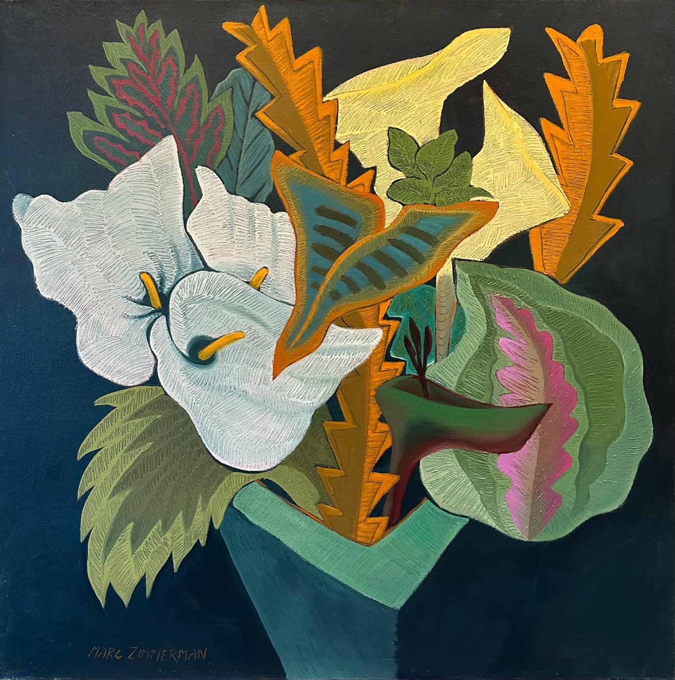 Still-Life Painting Unknown - Tropical Fantasy Floral #4 - Nature morte - Peinture à l'huile par Marc Zimmerman