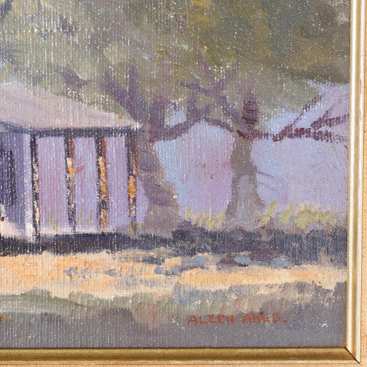 Quadro a olio su tela di Aleen Elizabeth Aked, impressionista tropicale in vendita 2