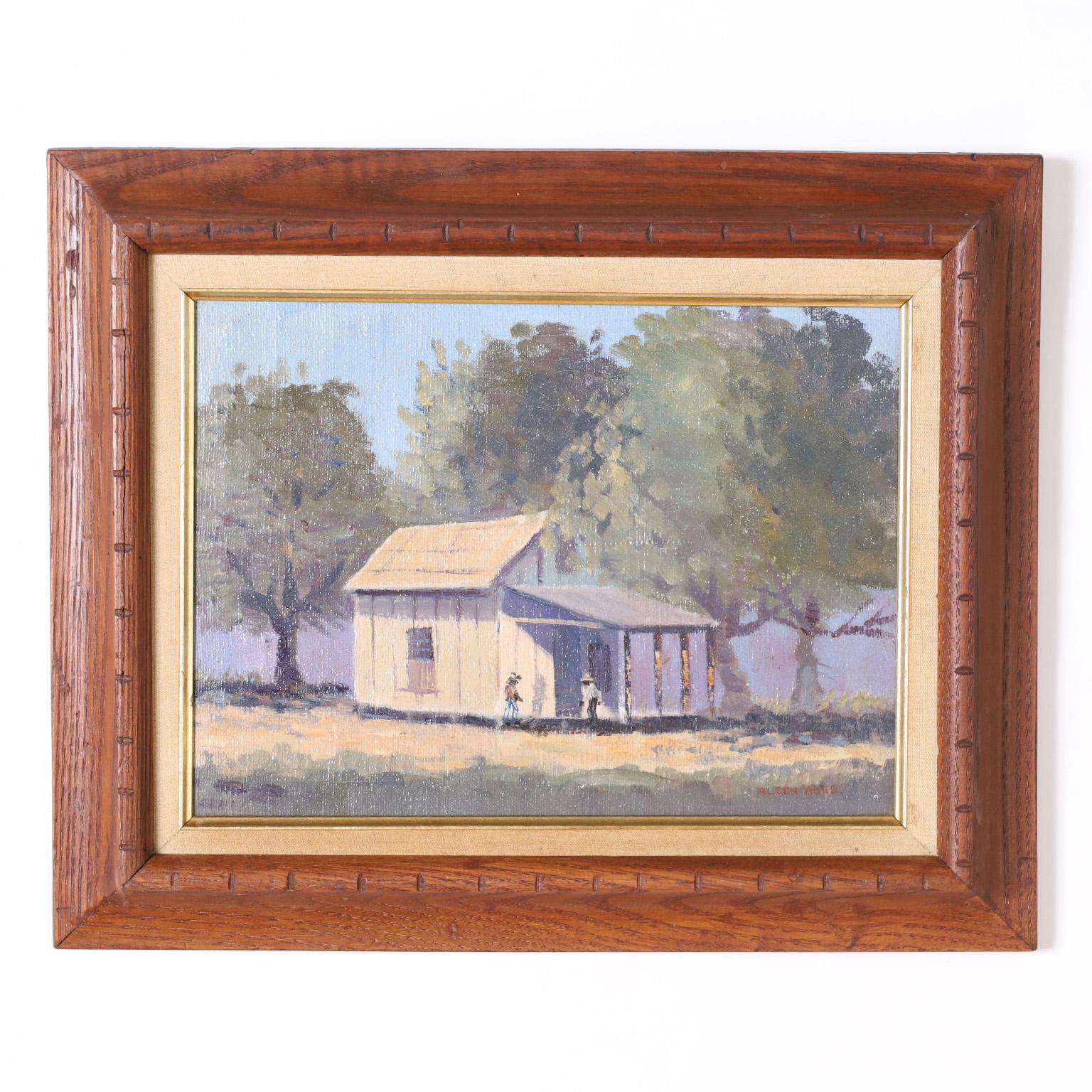 Quadro a olio su tela di Aleen Elizabeth Aked, impressionista tropicale - Painting di Unknown