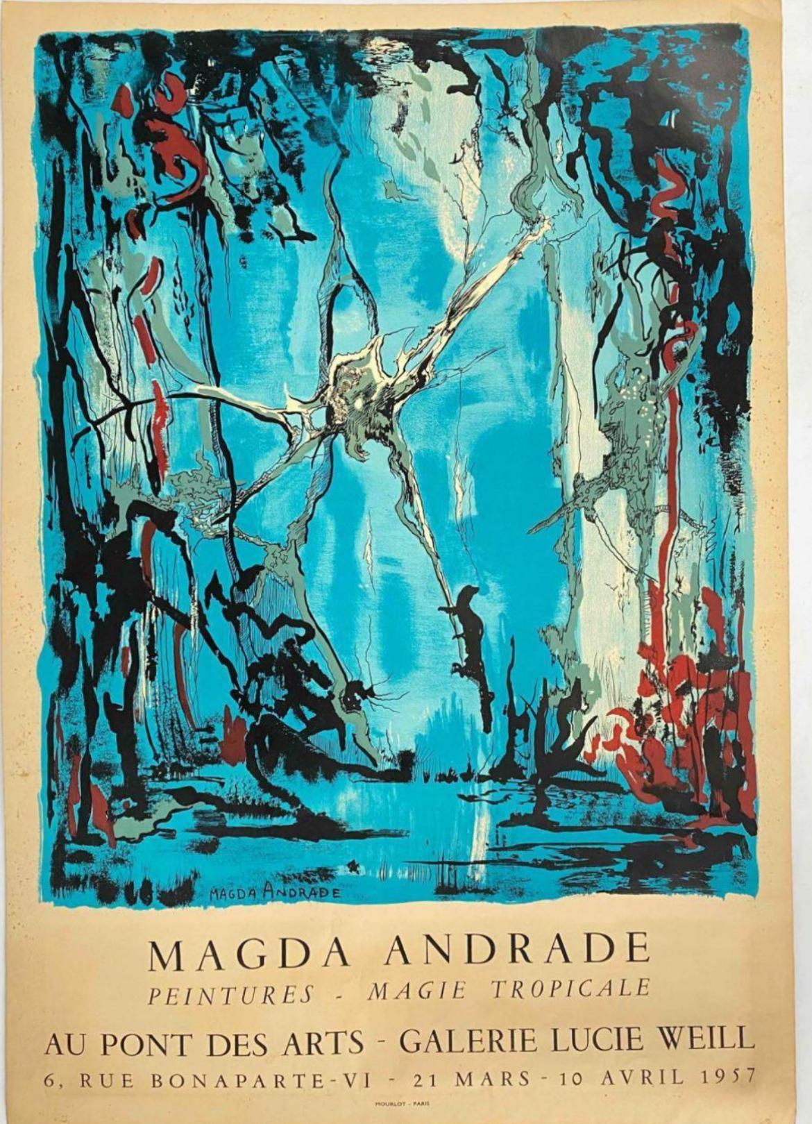 Magda Andrade (Venezuela, 1912 - Paris, 1984)

Tropical Magic. Landscape with Palms and Figures

Oil on canvas, approx. 80 × 60 cm


Magda Andrade, born in Maracaibo in 1912 under the name Magdalena Schottman, moved to Paris in 1935 with a
