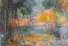 Tropical Magic. Tropical Magic. Landscape with Palms and Figures by M. Andrade