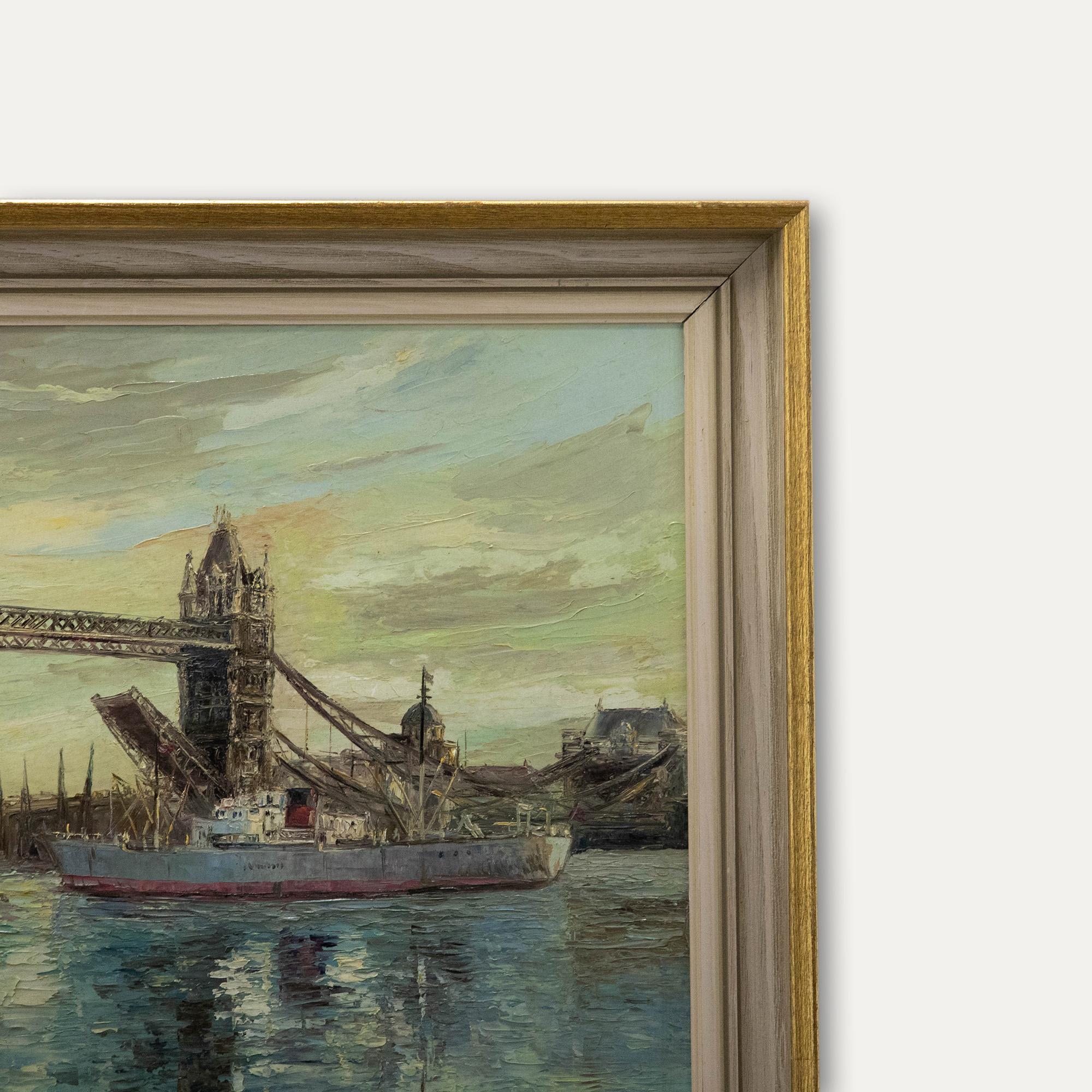 Trudy Doyle - Framed Mid 20th Century Oil, Tower Bridge For Sale 2