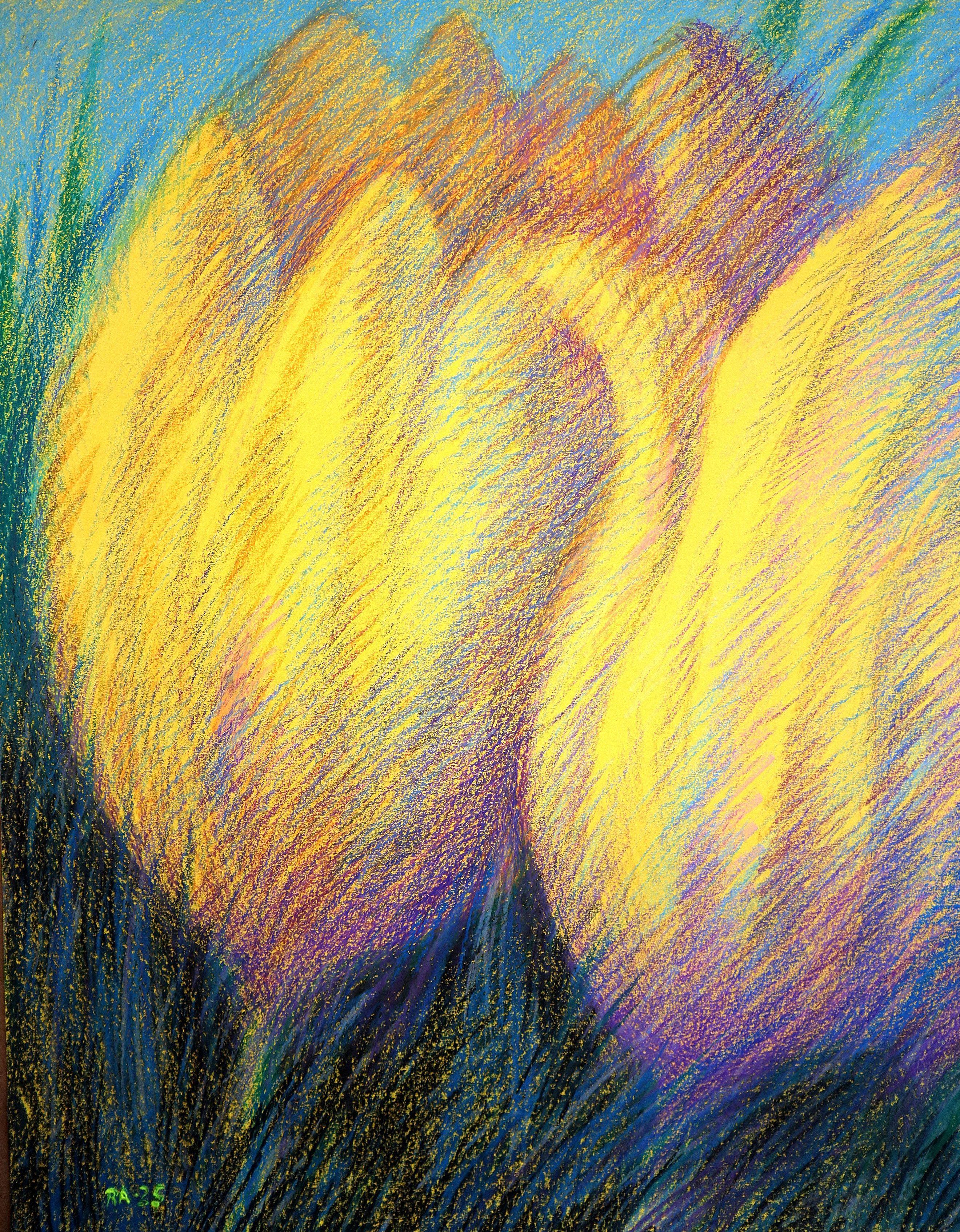 Tulips Yellow 2 - Beige Abstract Painting by Unknown
