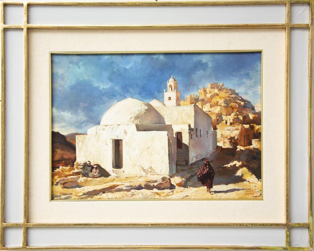 Unknown Figurative Painting - Tunisian Landscape -  Oil Painting - 1994