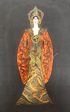 Vintage Turandot's Costume Draft - Original Tempera - 1930s