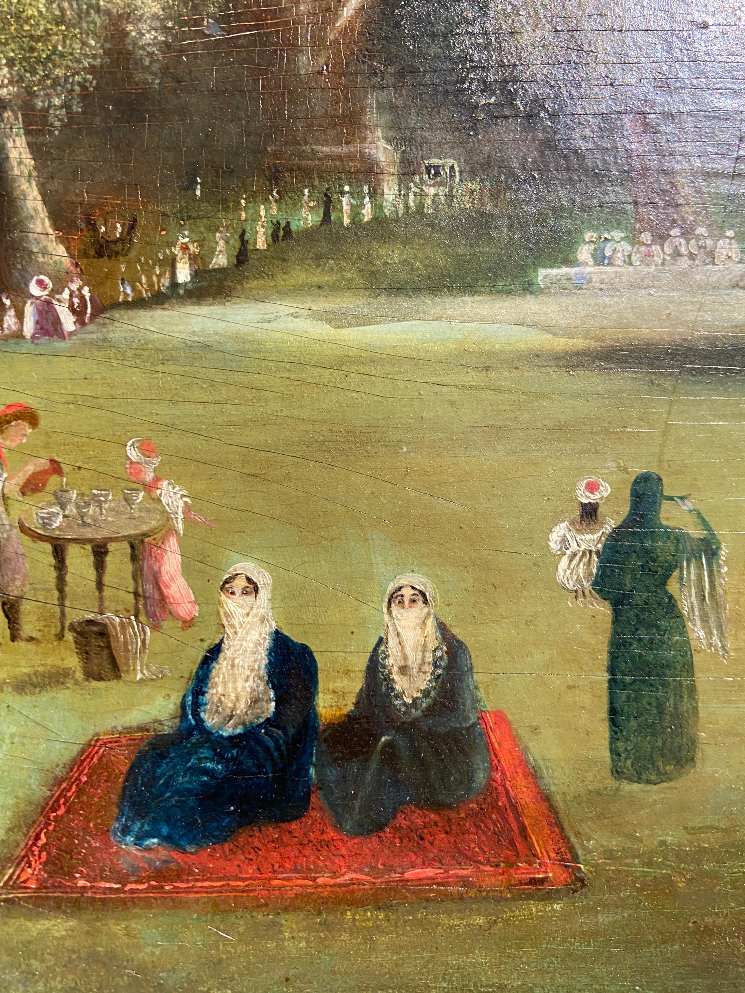 Turkish Garden Party, Early 19th Century Oil - Brown Figurative Painting by Unknown