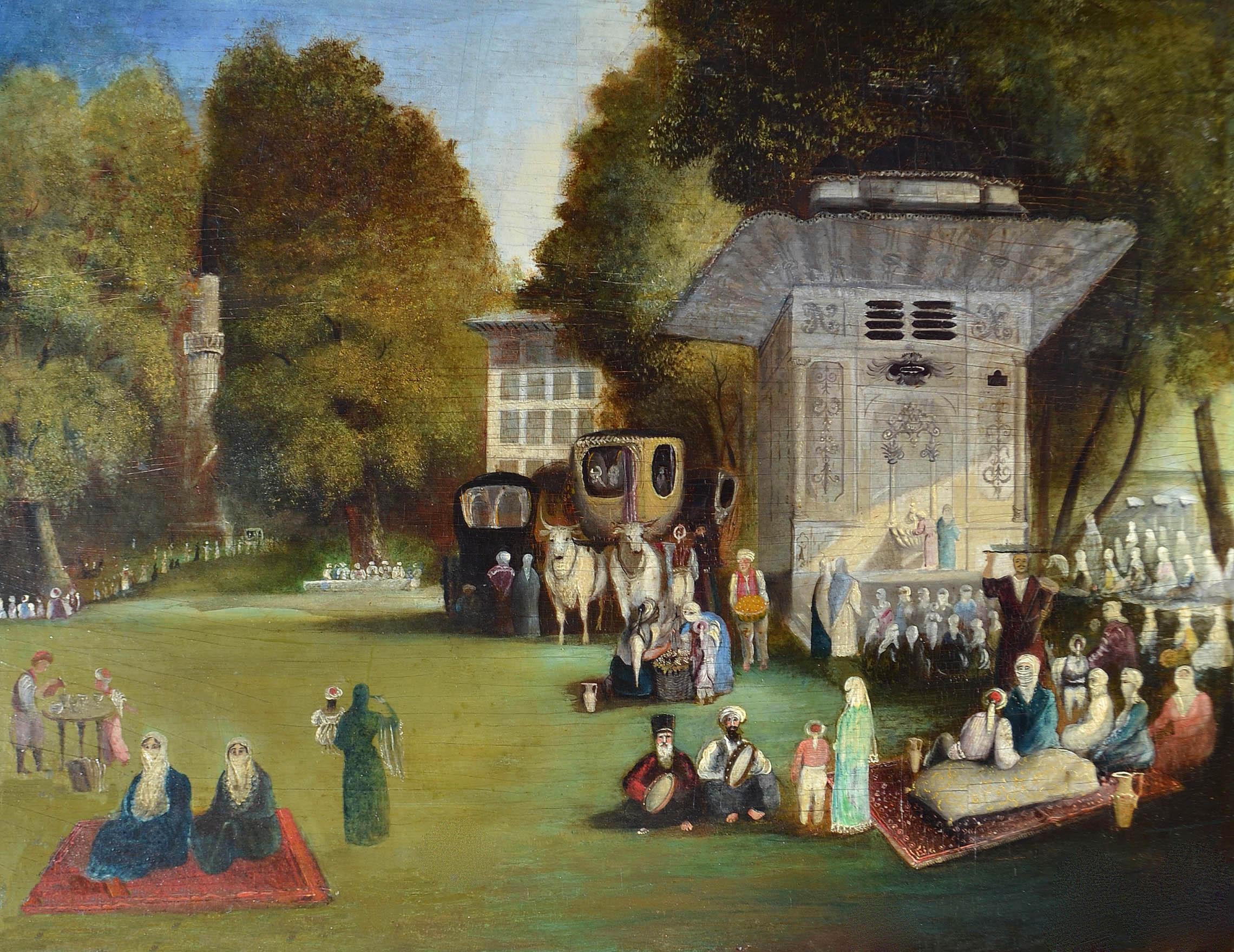 Unknown Figurative Painting - Turkish Garden Party, Early 19th Century Oil