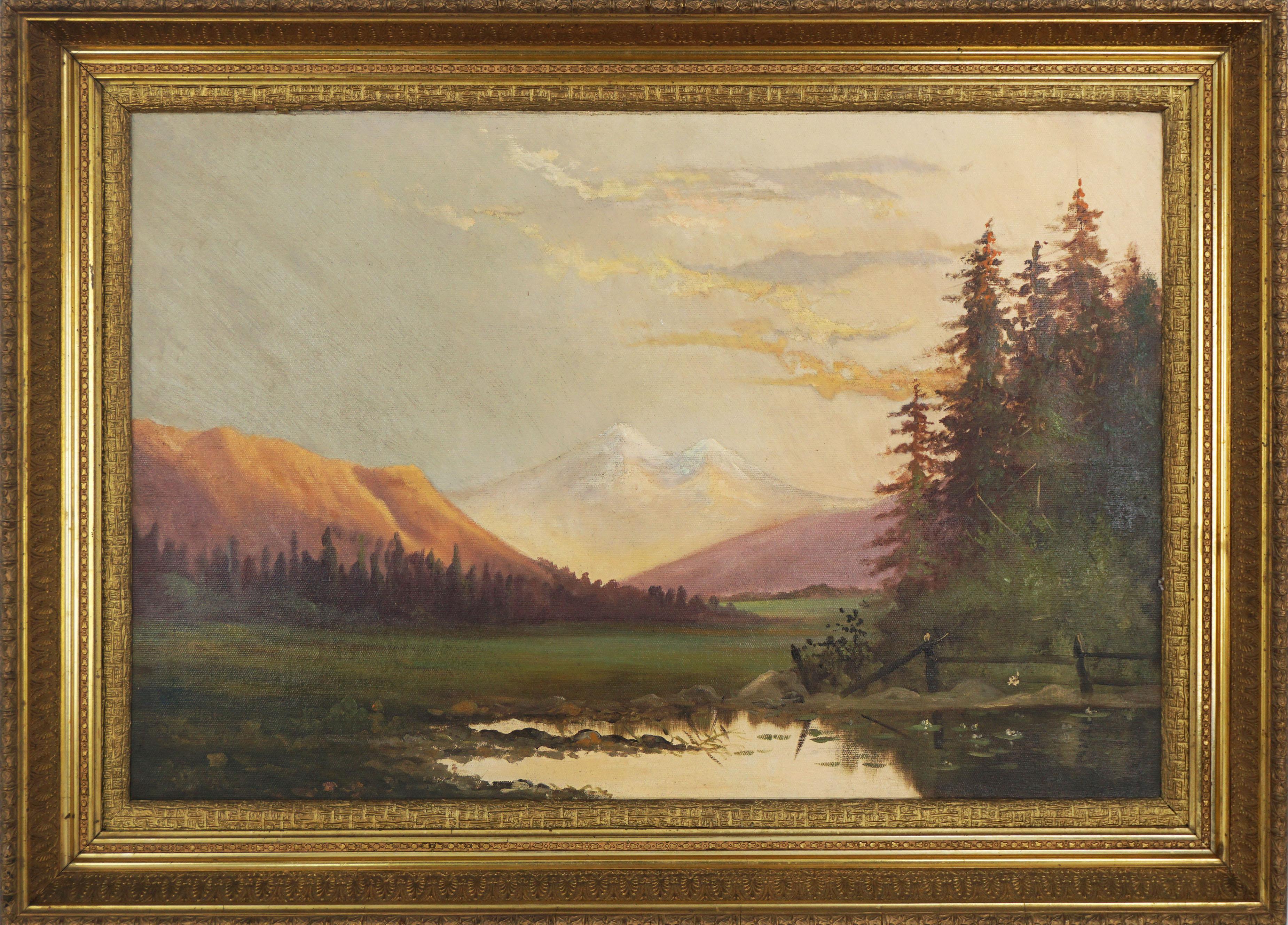 Unknown Landscape Painting - Turn of Century Mount Shasta at Sunrise Landscape