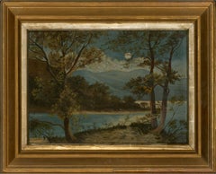 Turn of the Century Oil - Moonlight Over The Lake