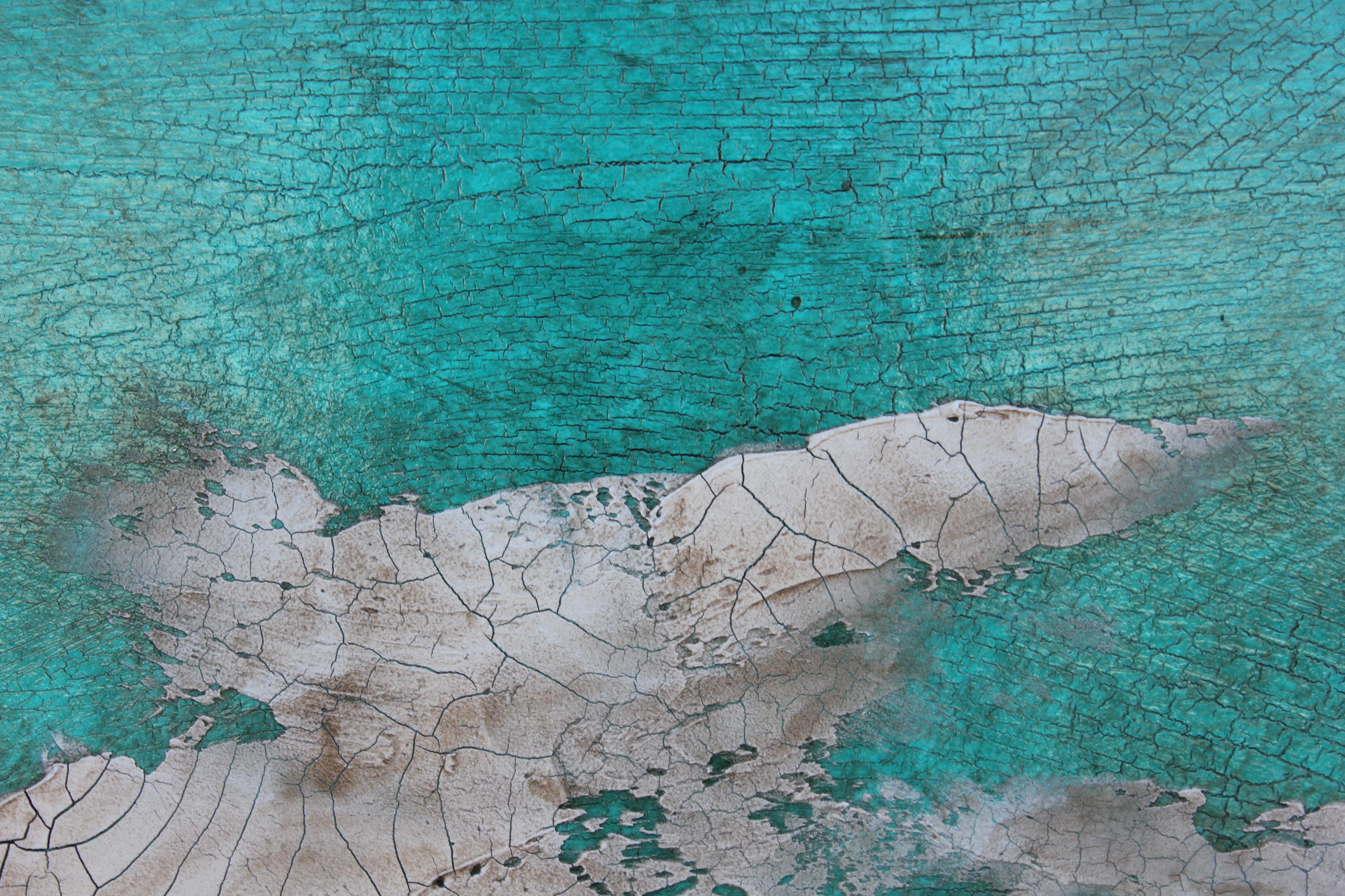 Turquoise and White Textured Abstract Oil Painting For Sale 1