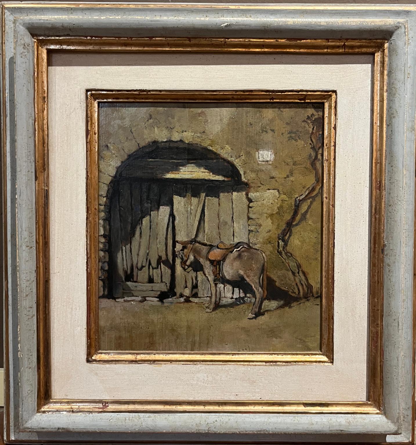 Tuscan Animal Landscape Figurative painting 20th century oil on canvas - Painting by Unknown