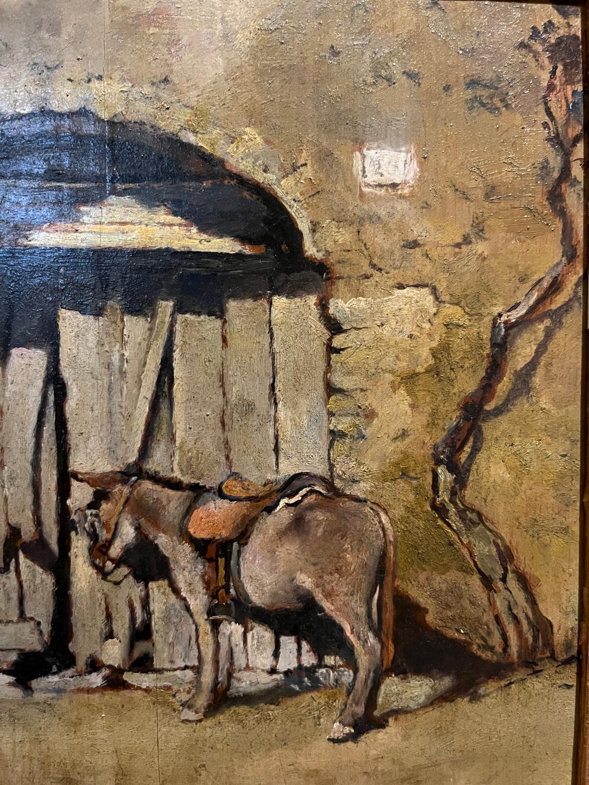 Tuscan Animal Landscape Figurative painting 20th century oil on canvas For Sale 2