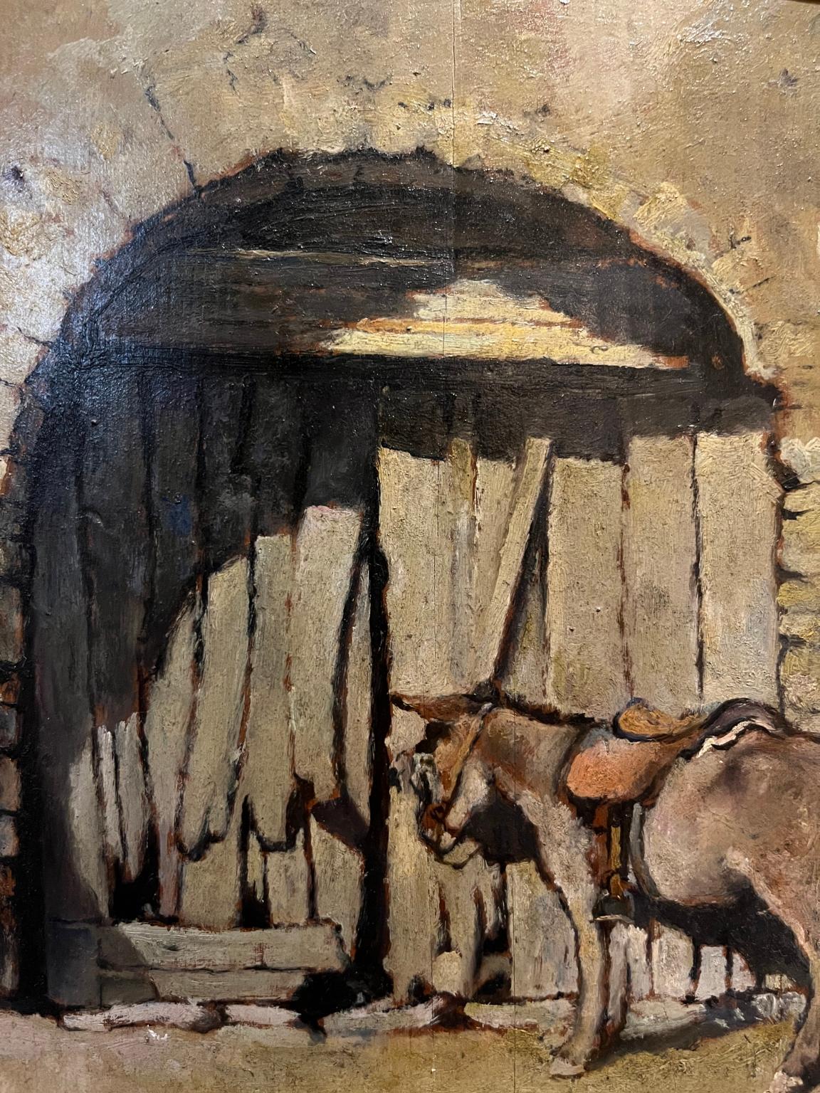 Tuscan Animal Landscape Figurative painting 20th century oil on canvas For Sale 1