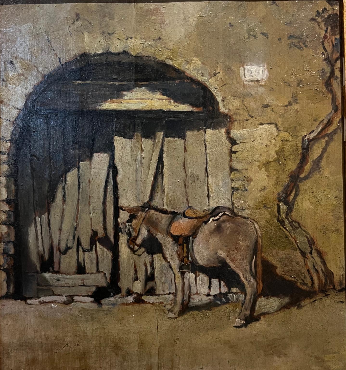 Tuscan Animal Landscape Figurative painting 20th century oil on canvas