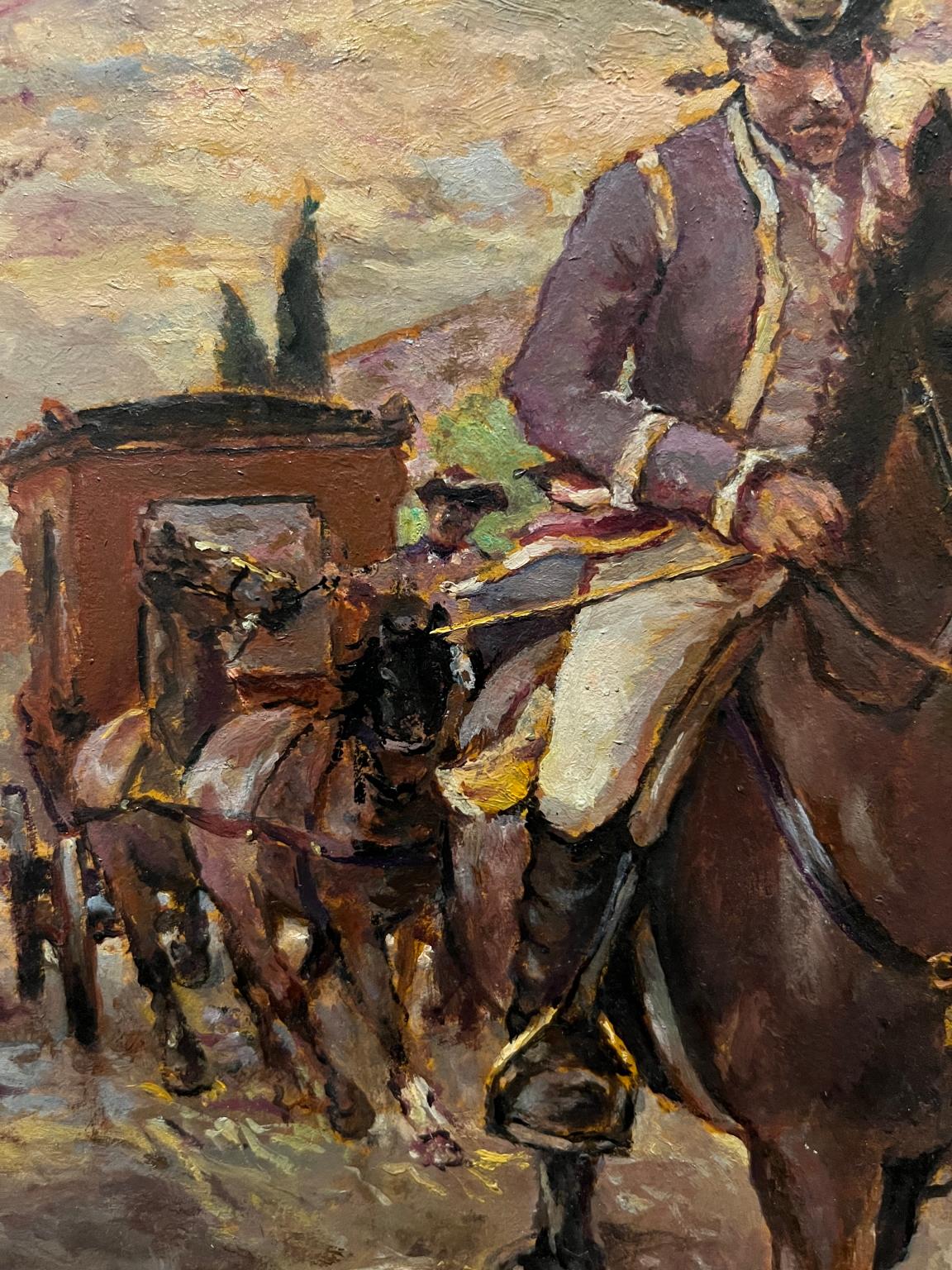 Tuscan Historical Figurative painting 20th century oil on canvas For Sale 1
