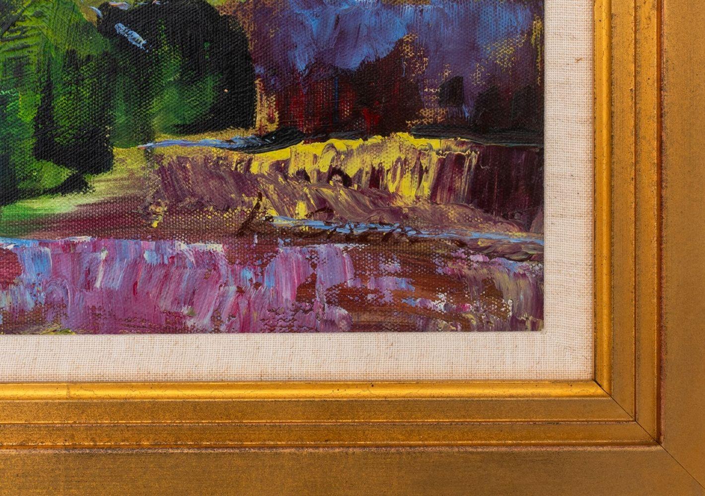 Scène de paysage en Toscane - Marron Landscape Painting par Unknown