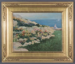 Twentieth Century Shore Scene with Flowers in the Foreground